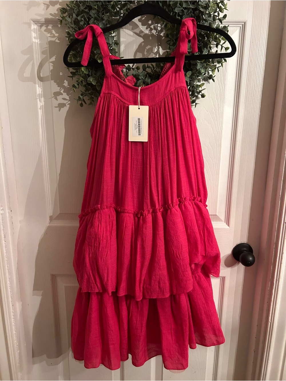 Joyfolie Girls Tiered Tie-Shoulder Dress - Hot Pink